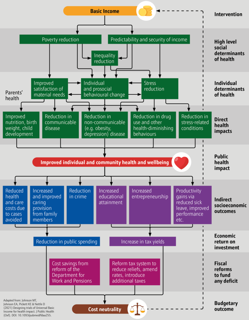 Flow diagram of the impact and outcomes of Basic Income